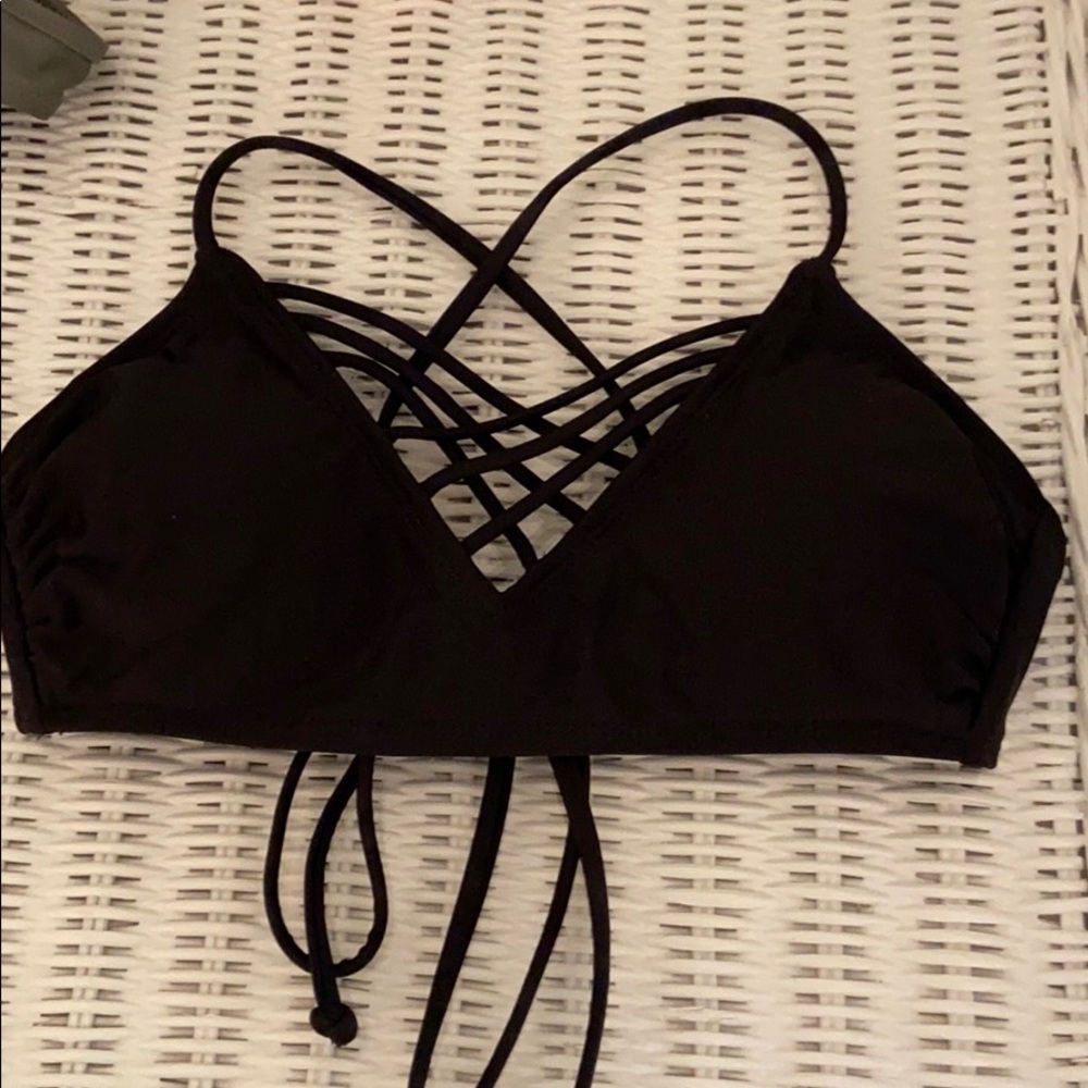 Black target bikini top